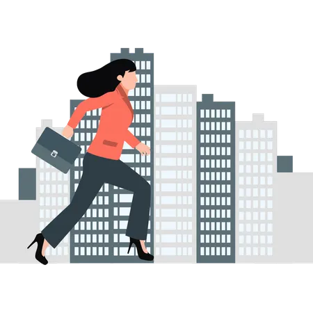 Girl running late for office  Illustration