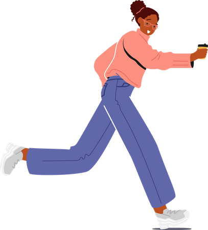 Girl running late for work  Illustration