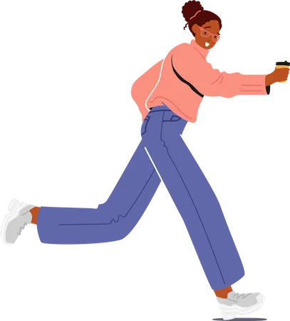 Girl running late for work  Illustration