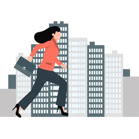 Girl running near the economic bleeding  Illustration