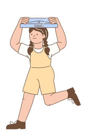 Girl Running on Rainy Day  Illustration