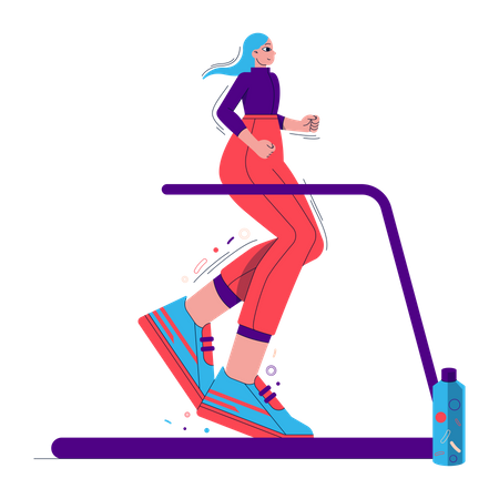 Girl running on the Treadmill  Illustration