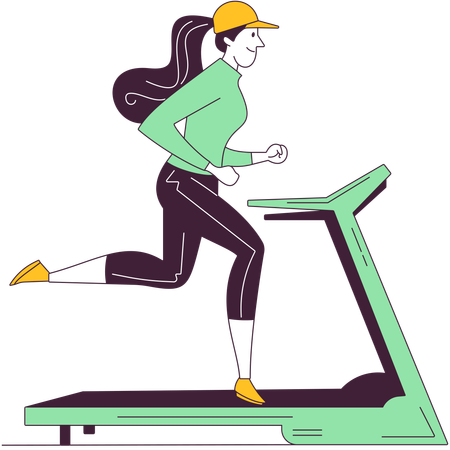 Girl running on treadmil  Illustration