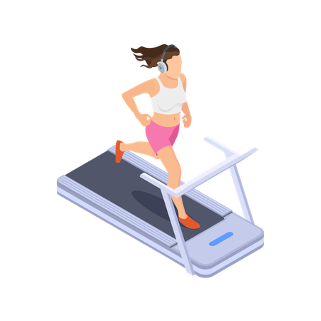 Girl running on treadmill  Illustration