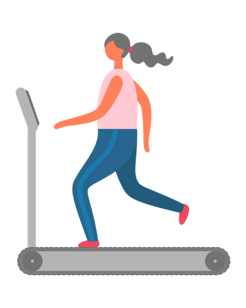 Girl running on treadmill  Illustration
