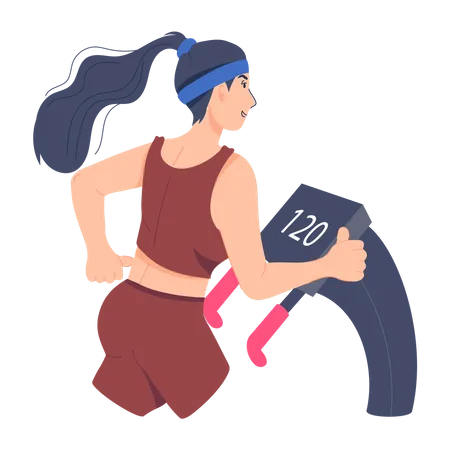 Girl Running On Treadmill  Illustration