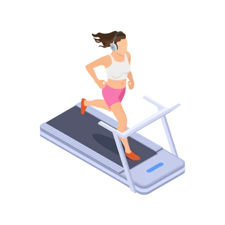 Girl running on treadmill  Illustration