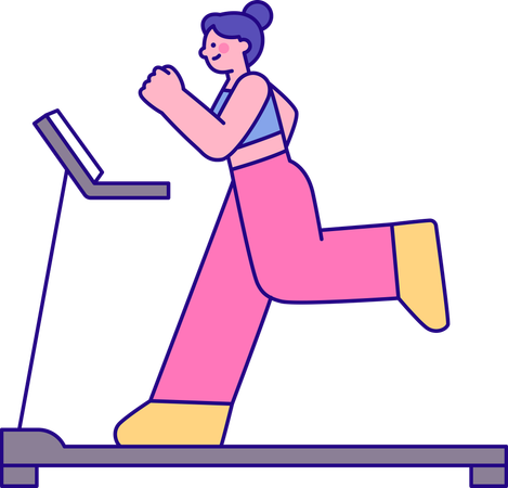 Girl running on treadmill  Illustration