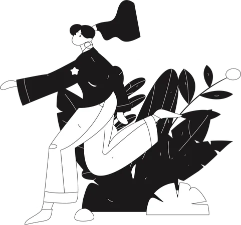 Girl running outdoor  Illustration