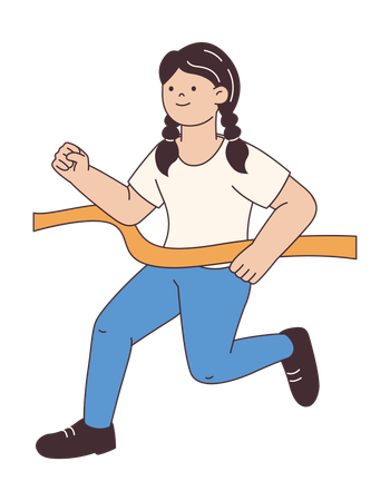 Girl Running to Finish Line  Illustration