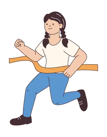 Girl Running to Finish Line  Illustration