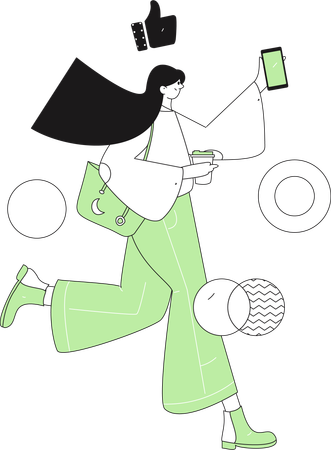 Girl running to reach at office on time  Illustration