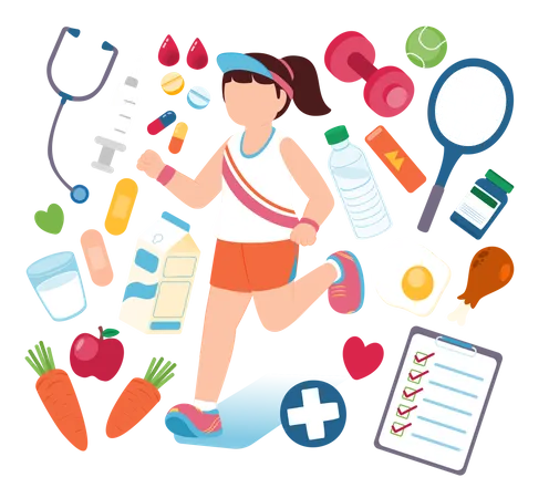 Girl running while staying fit  Illustration