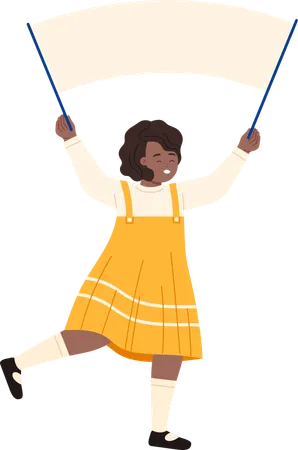 Girl running with banner  Illustration