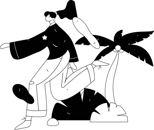 Girl running with butterfly  Illustration