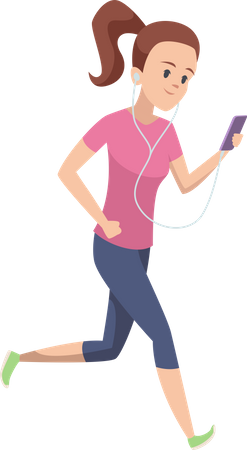 Girl running with gadgets Illustration