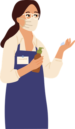 Girl sanitizing hand  Illustration