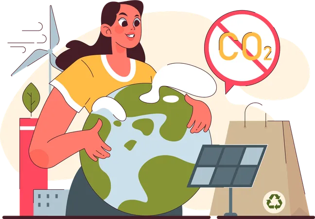 Girl saving earth  Illustration