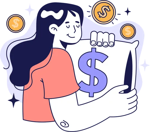 Girl saving money  Illustration