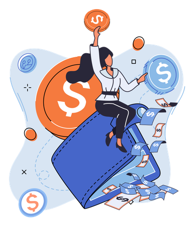 Girl saving money  Illustration