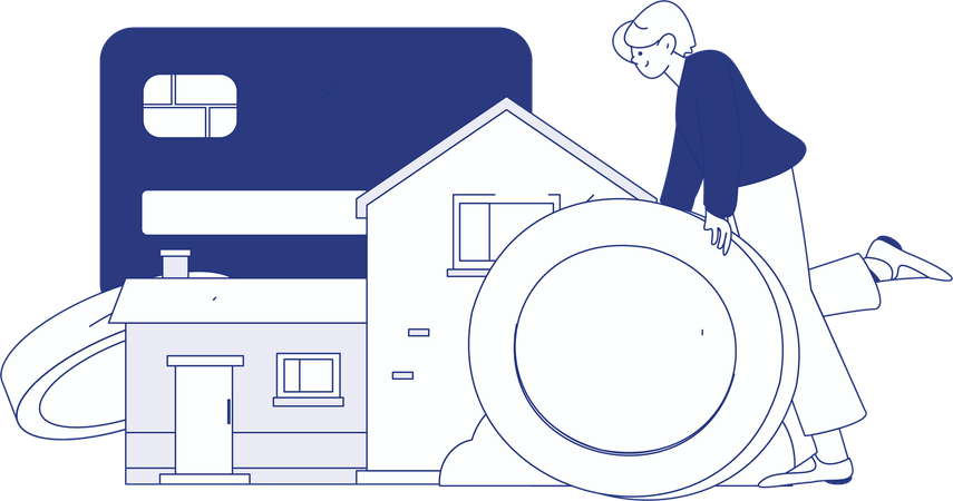 Girl saving money for property  Illustration