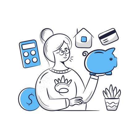 Girl saving money  Illustration