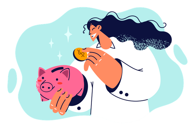 Girl saving money  Illustration