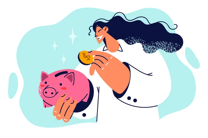 Girl saving money  Illustration