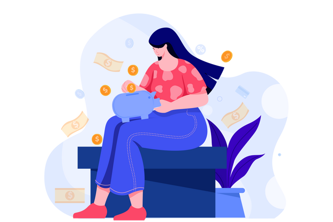 Girl saving money  Illustration