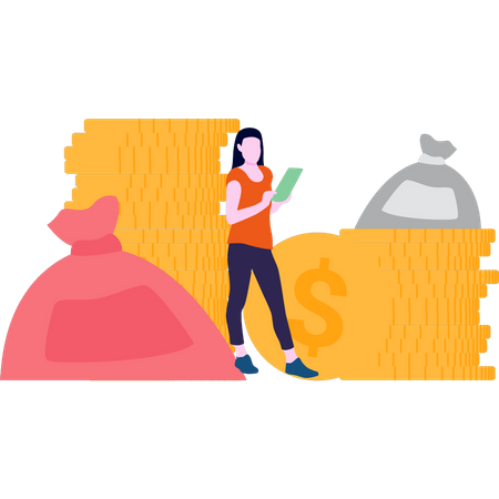 Girl saving money  Illustration