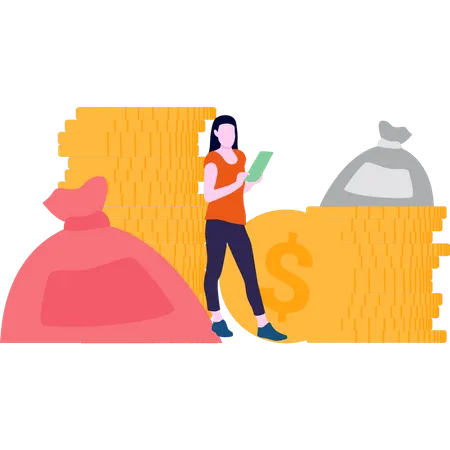 Girl saving money  Illustration