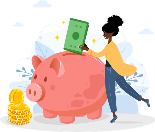 Girl saving money  Illustration