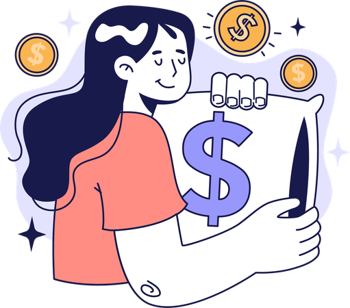 Girl saving money  Illustration