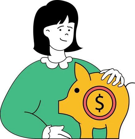 Girl savings money for trip  Illustration