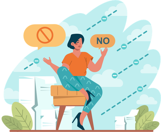 Girl say no for sanction  Illustration