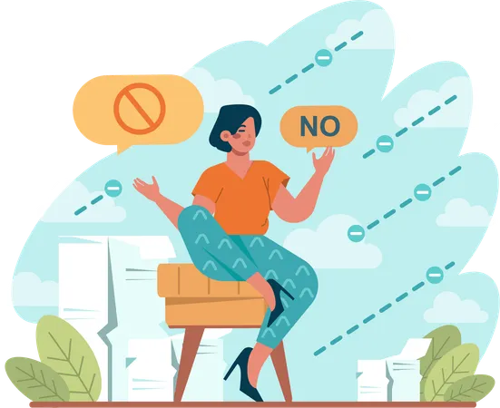 Girl say no for sanction  Illustration