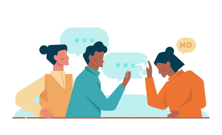 Discussion Concept Characters With A Dialog Bubble Group Of Business People Communication Succesful Negotiation Or Misunderstanding Flat Vector Illustration Illustration
