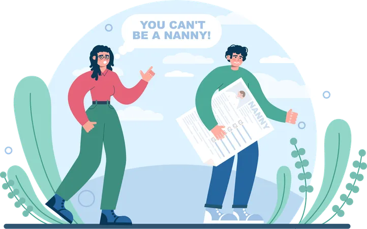 Girl say you can't be nanny  Illustration