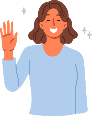 Girl saying hello to people  Illustration