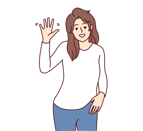 Girl saying hi  Illustration