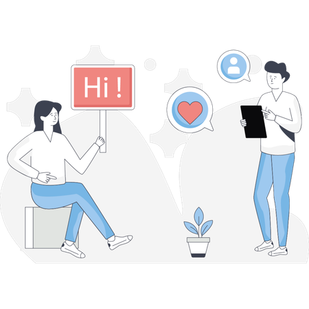 Girl  saying hi  Illustration