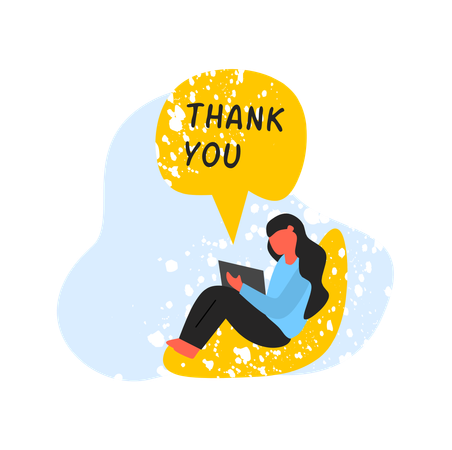 Girl saying online thank you  Illustration