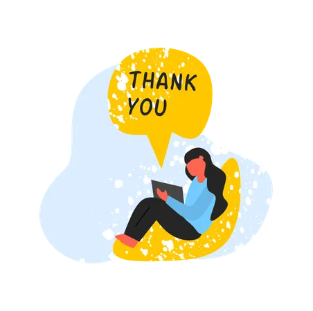 Girl saying online thank you  Illustration