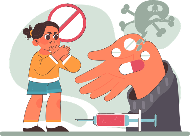 Girl scary for medicine  Illustration