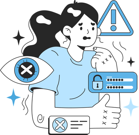 Girl scary for password alert  Illustration