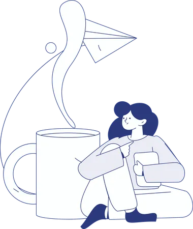 Girl scheduling business calendar  Illustration