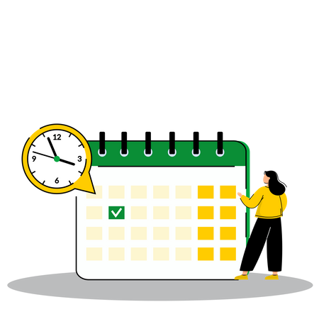 Girl scheduling meeting in calendar  Illustration
