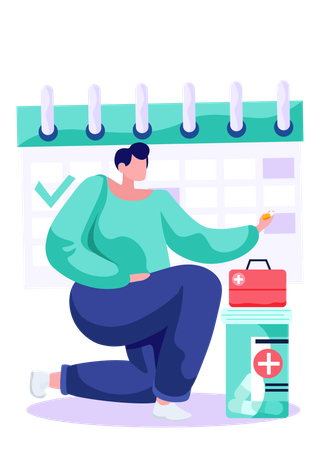 Girl scheduling treatment procedure  Illustration