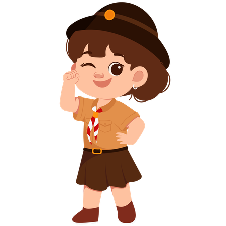 Girl Scout Clenching Her Fist  Illustration