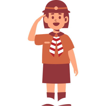 Girl Scout giving salute  Illustration